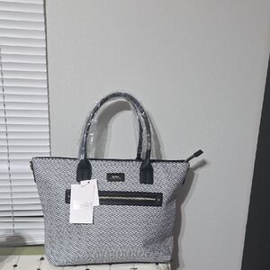 Trina Turk Black and White Chevron Tote